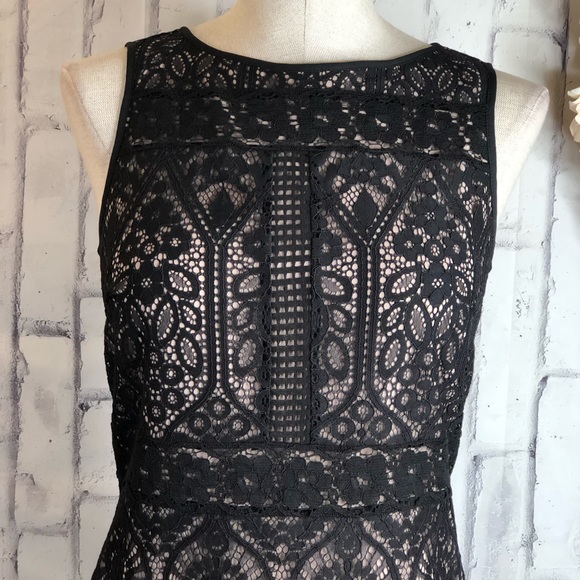 Loft black crochet lace sheath career wedding dres - Picture 2 of 10